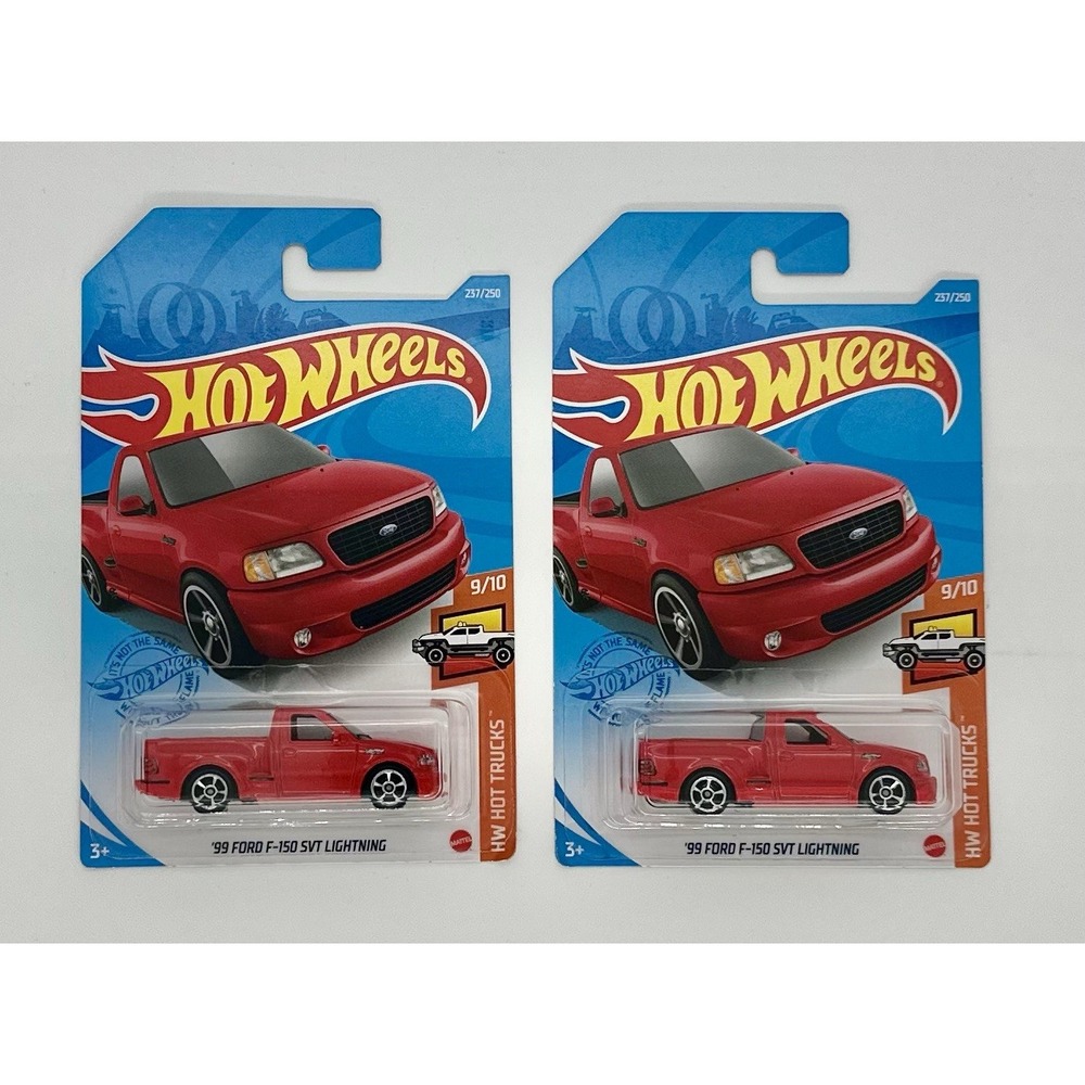 Hot Wheels '99 Ford F-150 SVT Lightning Red Lot of 2 HW Hot Trucks 237/250 1:64